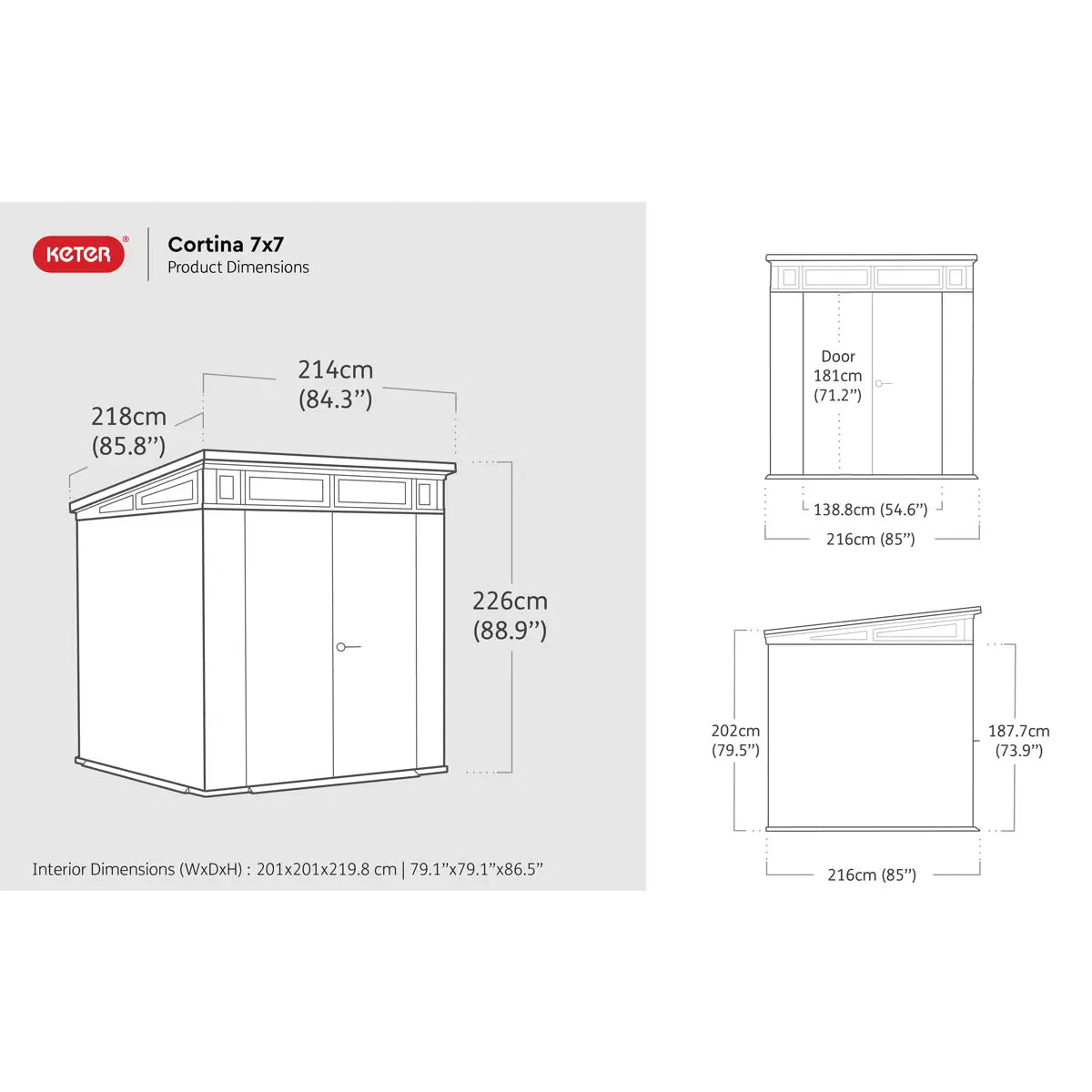 Abri de jardin Keter Cortina 2,1 x 2,1 m - Gris