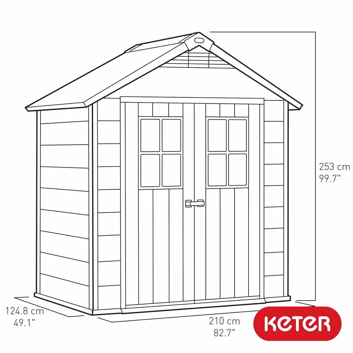 Abri de jardin Keter Oakland 7,5 x 4 pieds - Gris
