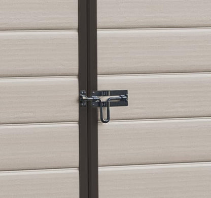 Abri de jardin d'extérieur 6 x 8 pieds avec toit à pignon et double porte – Effet bois beige/marron