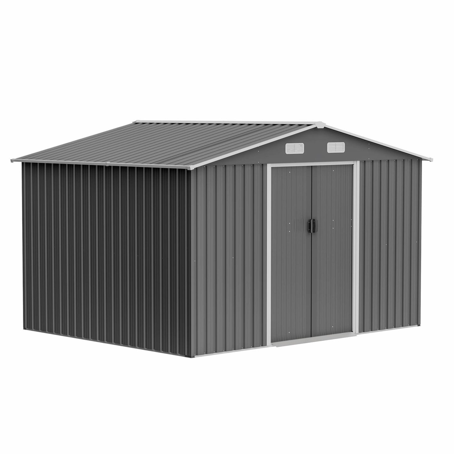 Abri de jardin en métal 10' x 8' toutes saisons avec portes coulissantes