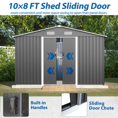 Abri de jardin en métal 10' x 8' toutes saisons avec portes coulissantes