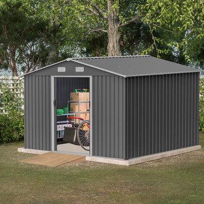 Abri de jardin en métal 10' x 8' toutes saisons avec portes coulissantes
