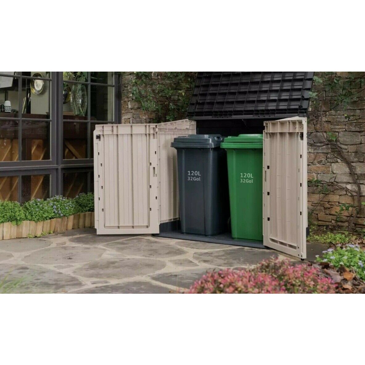 Keter Store It Out Midi Coffre de Rangement de Jardin Extérieur Verrouillable 880L - Beige/Marron