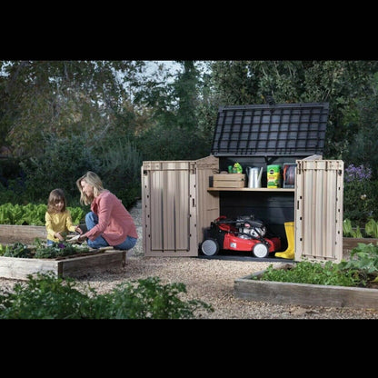 Keter Store It Out Midi Coffre de Rangement de Jardin Extérieur Verrouillable 880L - Beige/Marron