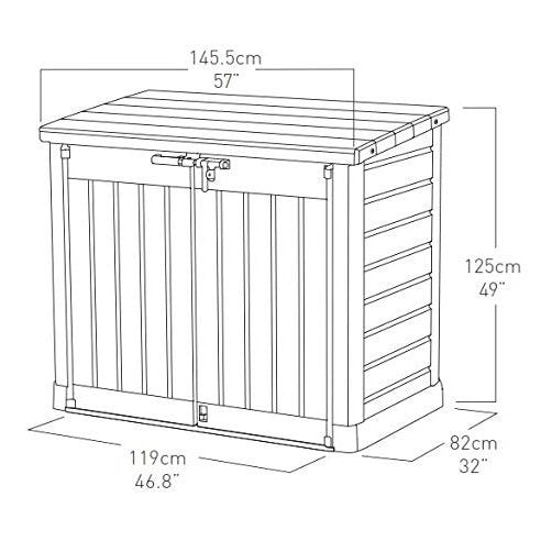 Abri de rangement extérieur Keter Store It Out Max 1200L pour jardin et poubelles à roulettes - Beige et marron