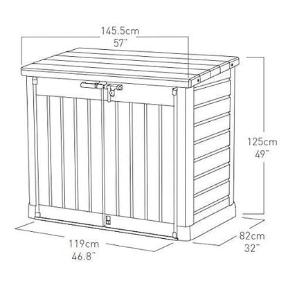 Abri de rangement extérieur Keter Store It Out Max 1200L pour jardin et poubelles à roulettes - Beige et marron