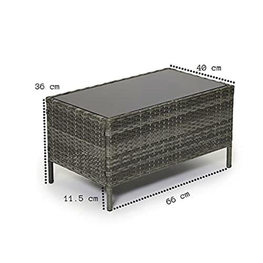 Salon de jardin 4 places en rotin avec table basse et coussins