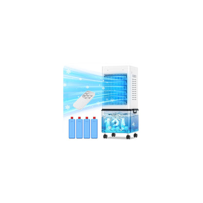 Refroidisseur d'air évaporatif portable avec réservoir de 12 L, télécommande et minuterie
