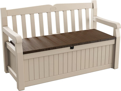 Banc de rangement extérieur 265L avec rangement dissimulé et conception résistante aux intempéries