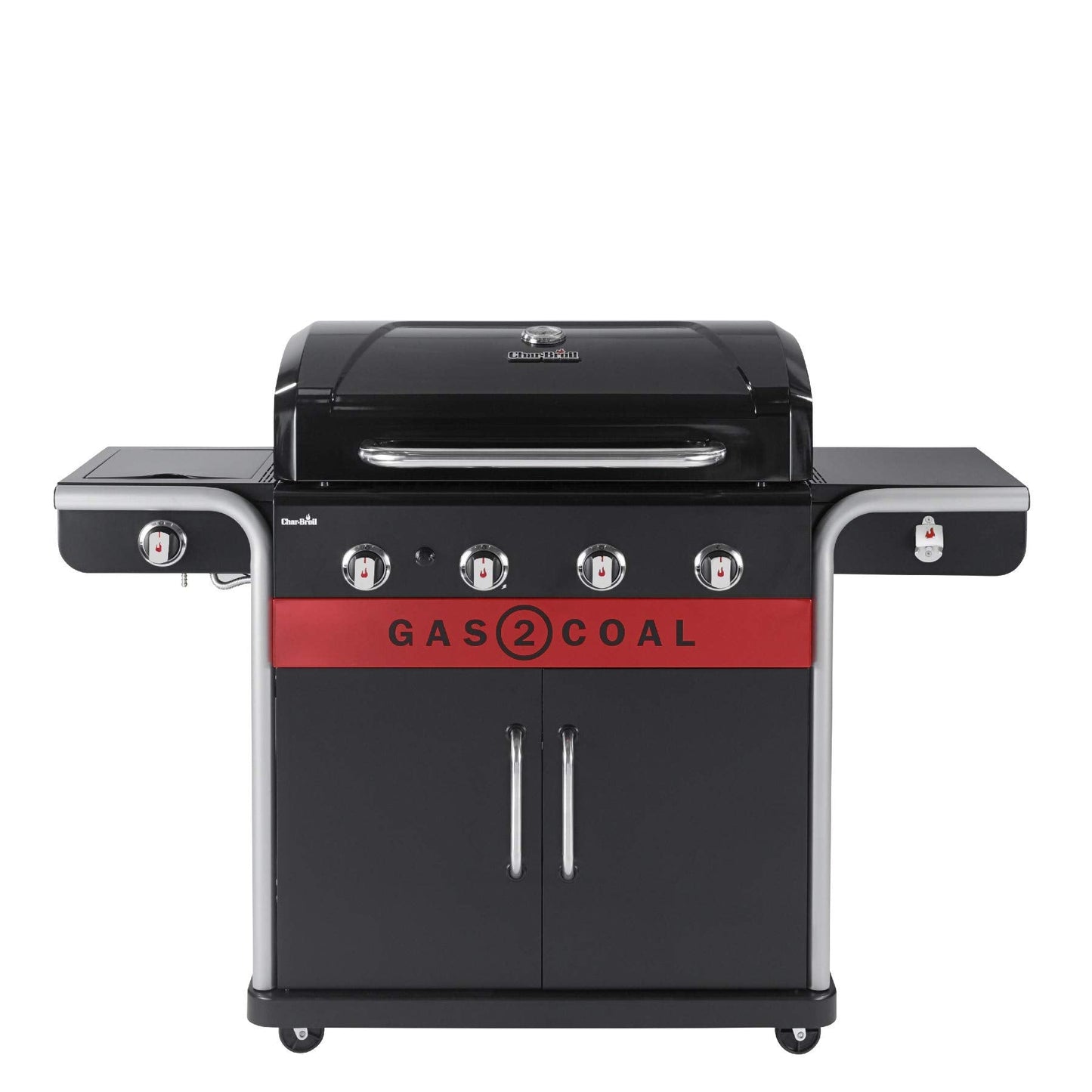 Barbecue hybride gaz et charbon de bois avec grilles en fonte et thermomètre