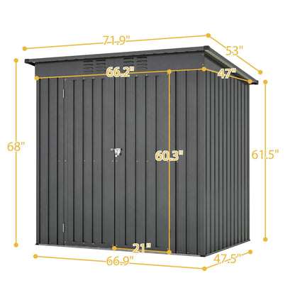 Compact 6x4 Metal Outdoor Storage Shed with Double Hinged Doors, Galvanized Steel Panels & Lockable Design