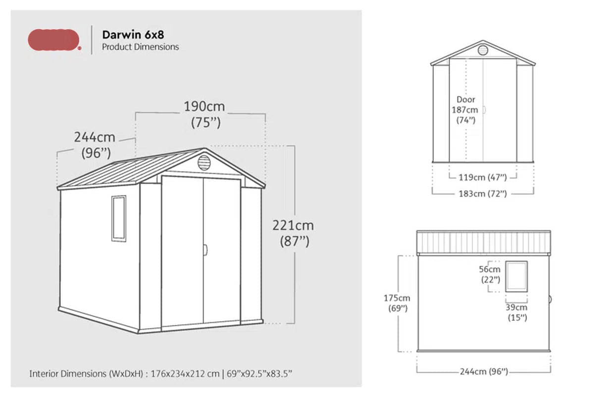 Abri de jardin d'extérieur Apex de 1,8 m (L) x 2,4 m (P)