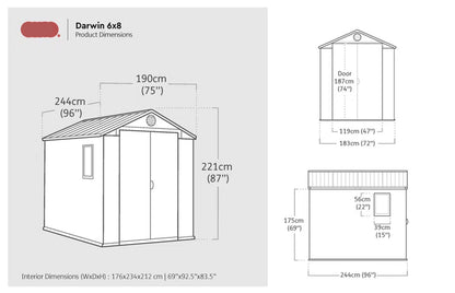 Abri de jardin d'extérieur Apex de 1,8 m (L) x 2,4 m (P)