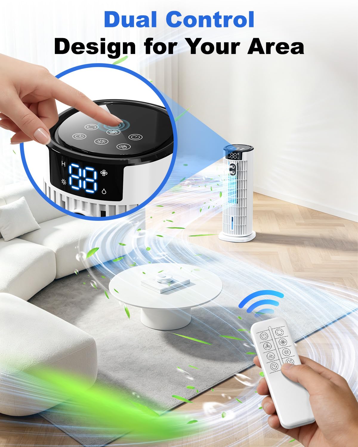 Refroidisseur d'air portable 4-en-1 avec télécommande, fonction brumisateur et minuterie
