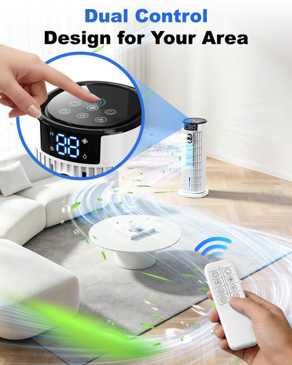 Refroidisseur d'air portable 4-en-1 avec télécommande, fonction brumisateur et minuterie