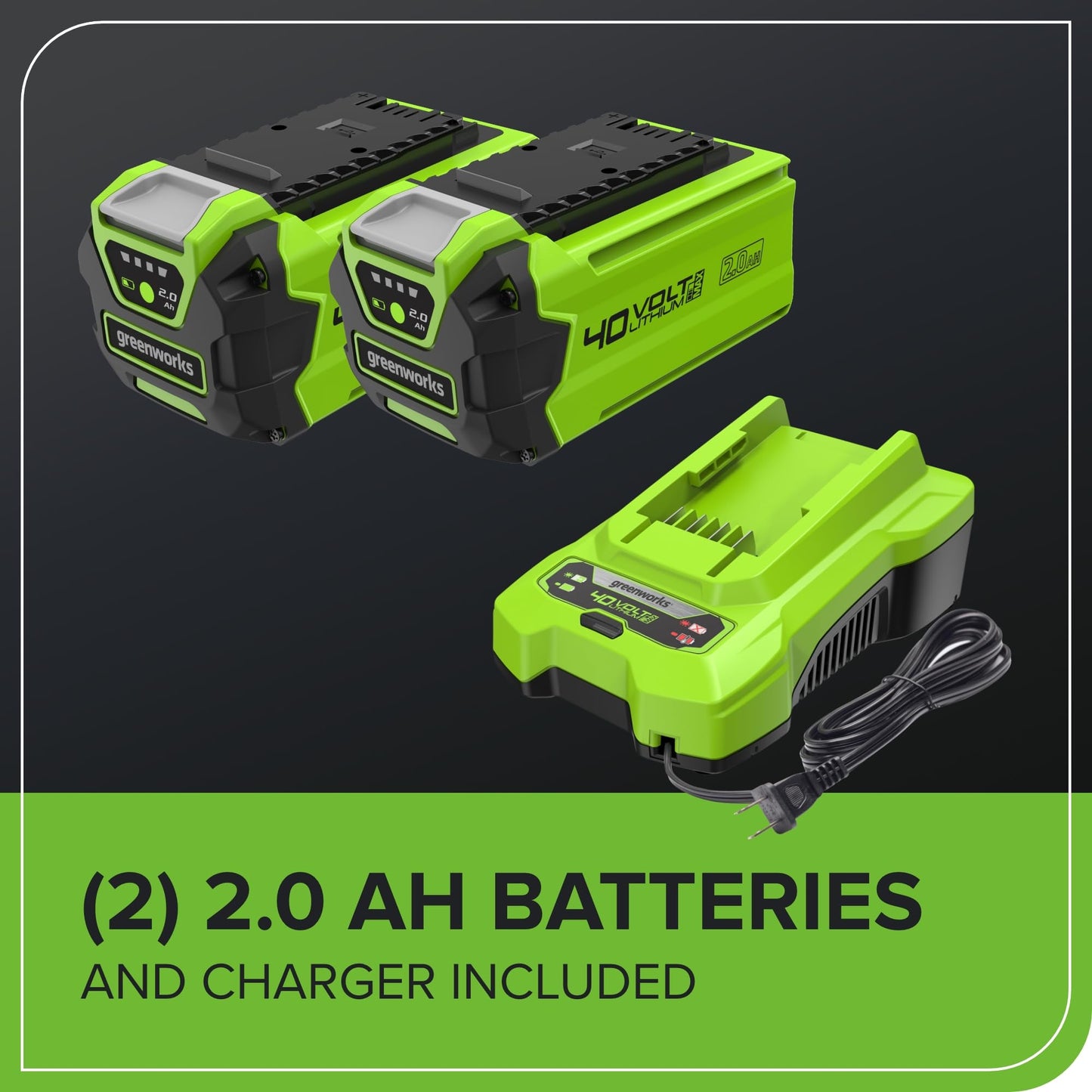 Tondeuse à gazon sans fil 40V avec batteries, chargeur et bac de ramassage 40L
