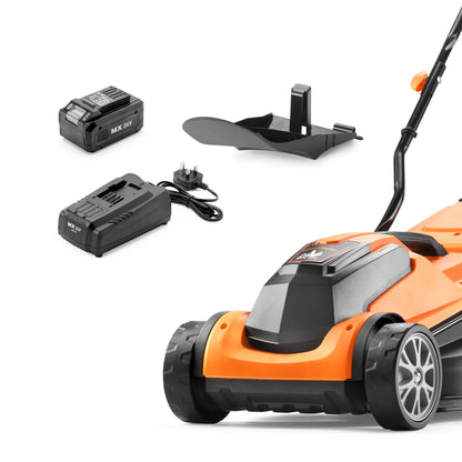 Tondeuse à gazon sans fil 24V avec batterie, chargeur rapide et rouleau arrière