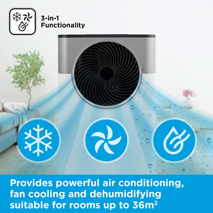 Climatiseur portable intelligent avec fonctions 3-en-1 : refroidissement, ventilation et déshumidification