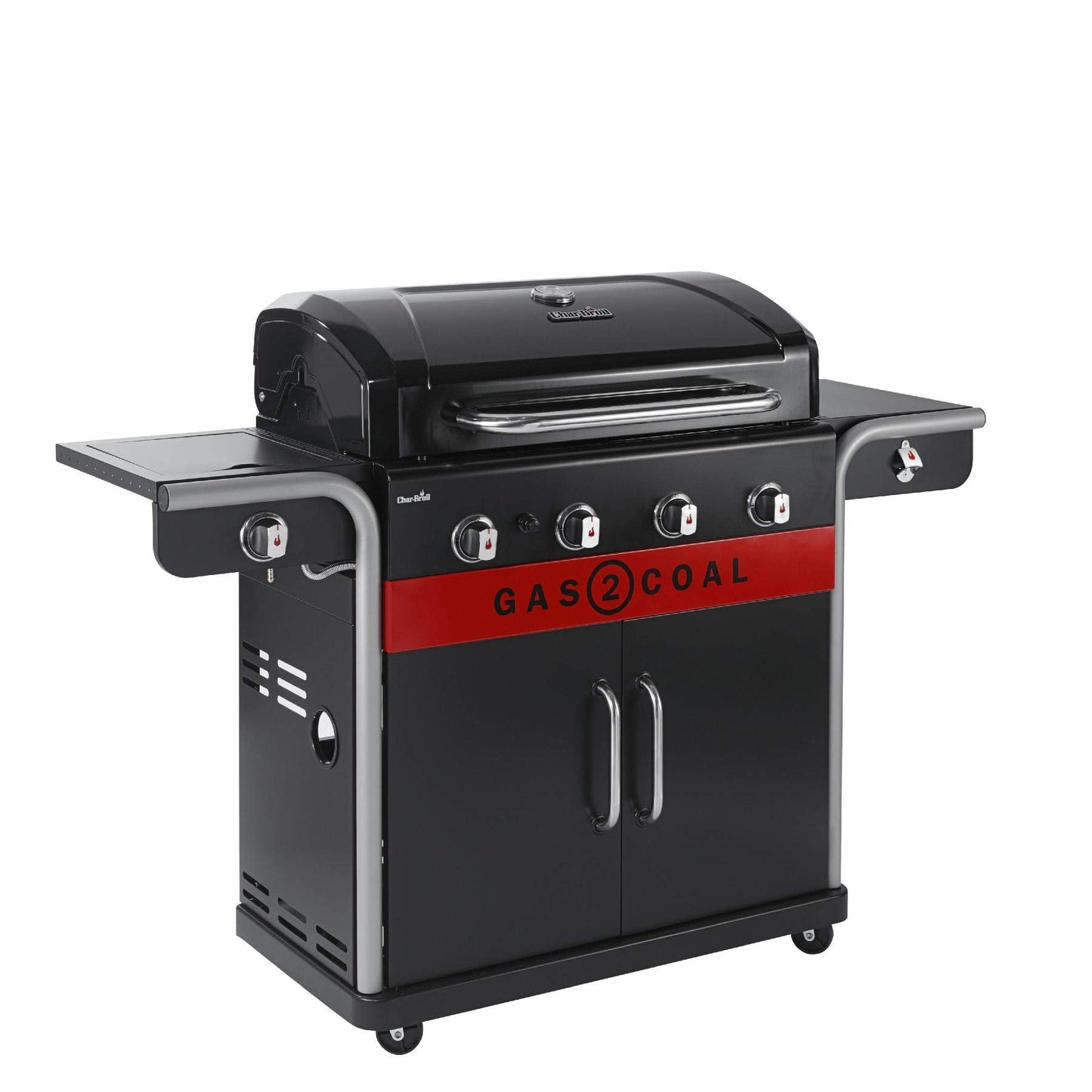 Barbecue hybride gaz et charbon de bois avec grilles en fonte et thermomètre
