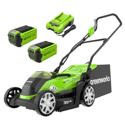 Tondeuse à gazon sans fil 40V avec batteries, chargeur et bac de ramassage 40L