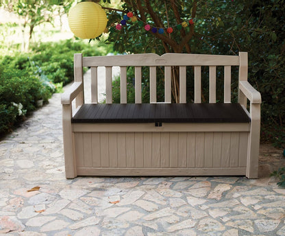 Banc de rangement extérieur 265L avec rangement dissimulé et conception résistante aux intempéries