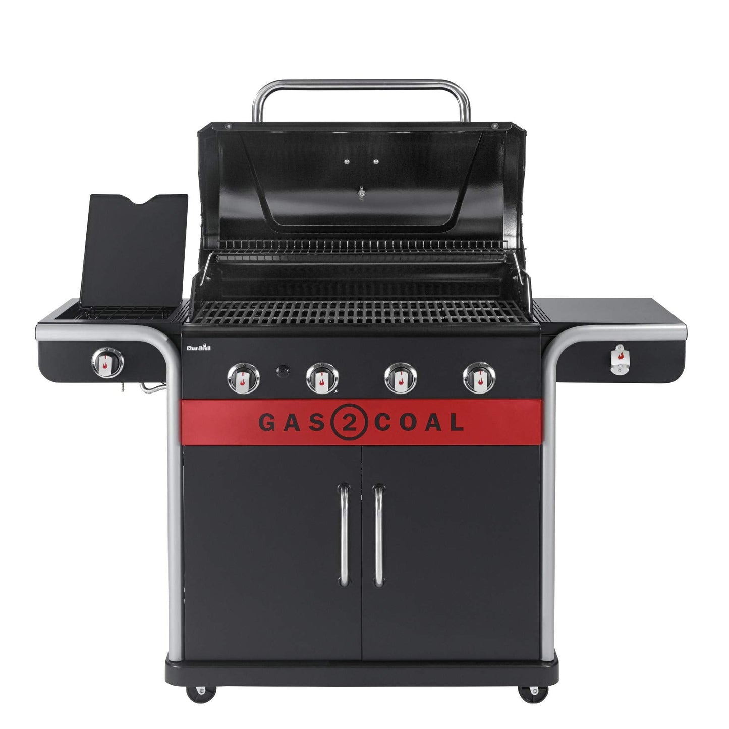Barbecue hybride gaz et charbon de bois avec grilles en fonte et thermomètre