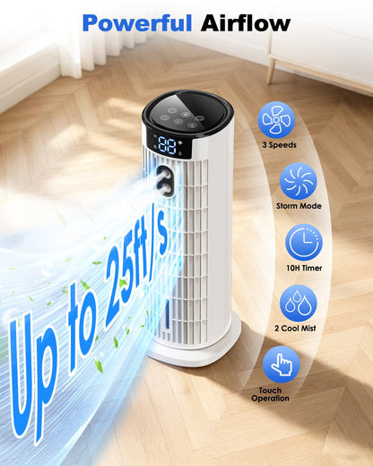 Refroidisseur d'air portable 4-en-1 avec télécommande, fonction brumisateur et minuterie