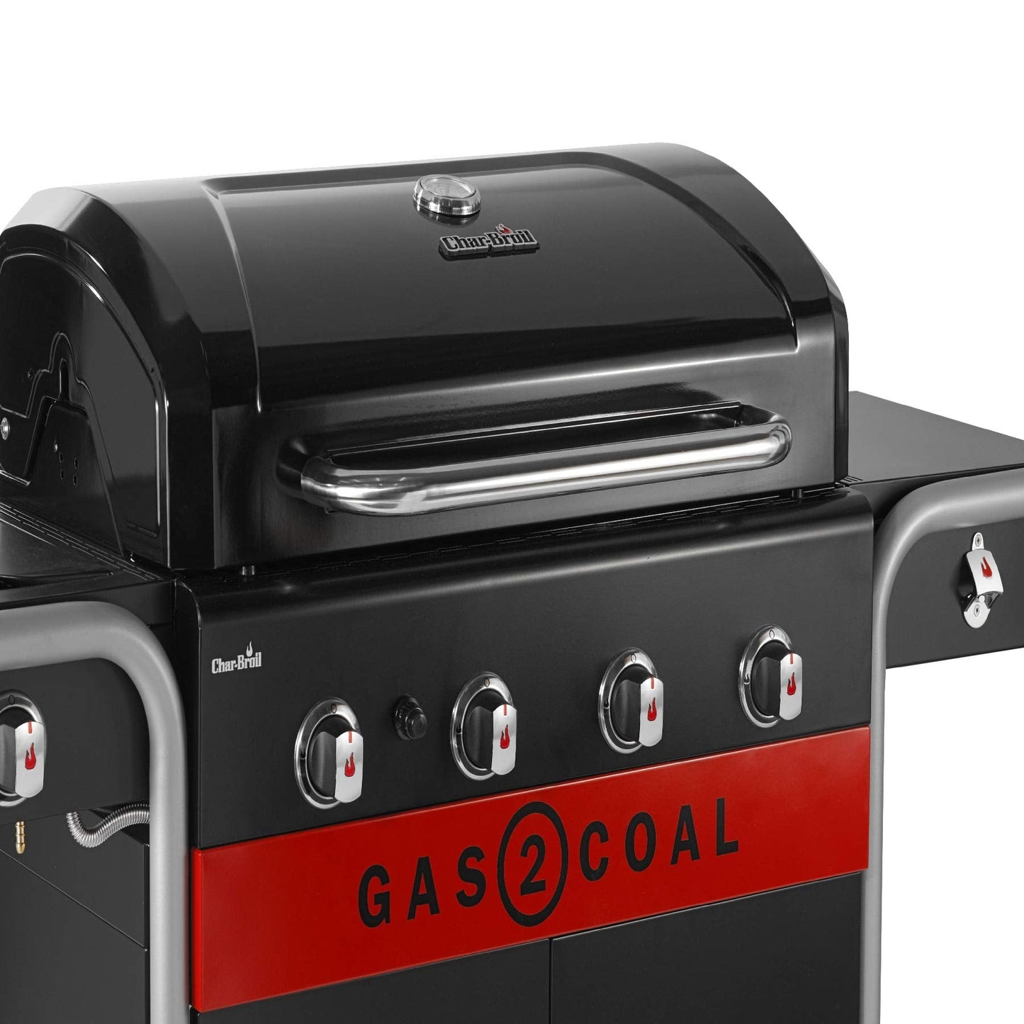 Barbecue hybride gaz et charbon de bois avec grilles en fonte et thermomètre
