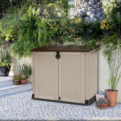 Keter Store It Out Midi Coffre de Rangement de Jardin Extérieur Verrouillable 880L - Beige/Marron