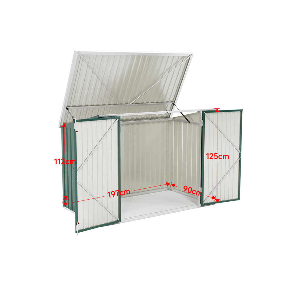 Abri de jardin en acier verrouillable 7x3 pieds anthracite/vert/gris