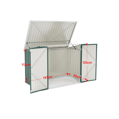 Abri de jardin en acier verrouillable 7x3 pieds anthracite/vert/gris