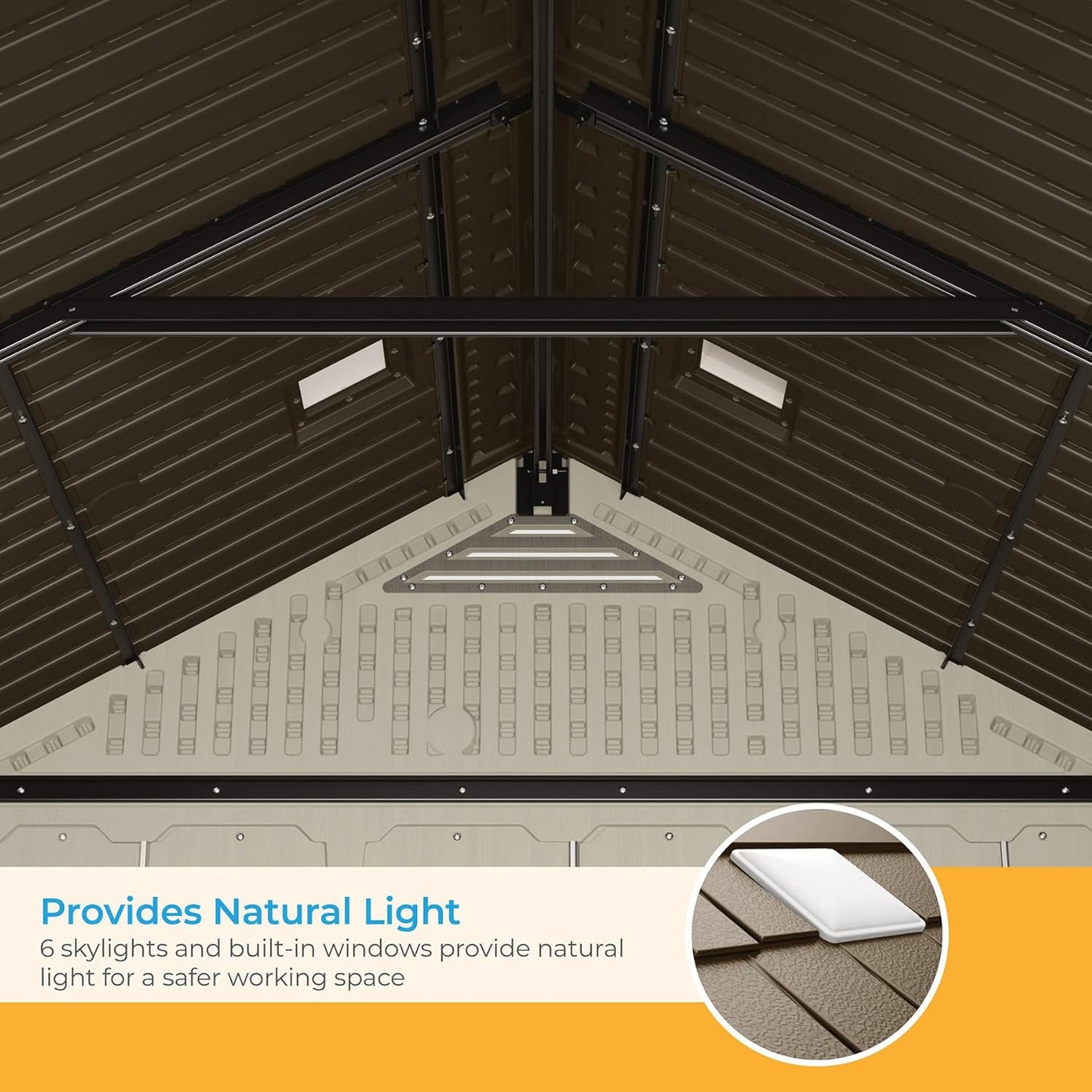 Abri de jardin d'extérieur en résine Suncast BMS8100 Tremont 2,4 m x 3 m avec puits de lumière