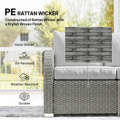 Salon de jardin 7 places en rotin avec chaises inclinables, poufs et table basse