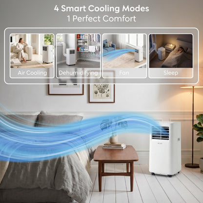 Climatiseur portatif intelligent 4-en-1 avec contrôle Wi-Fi et kit de fenêtre