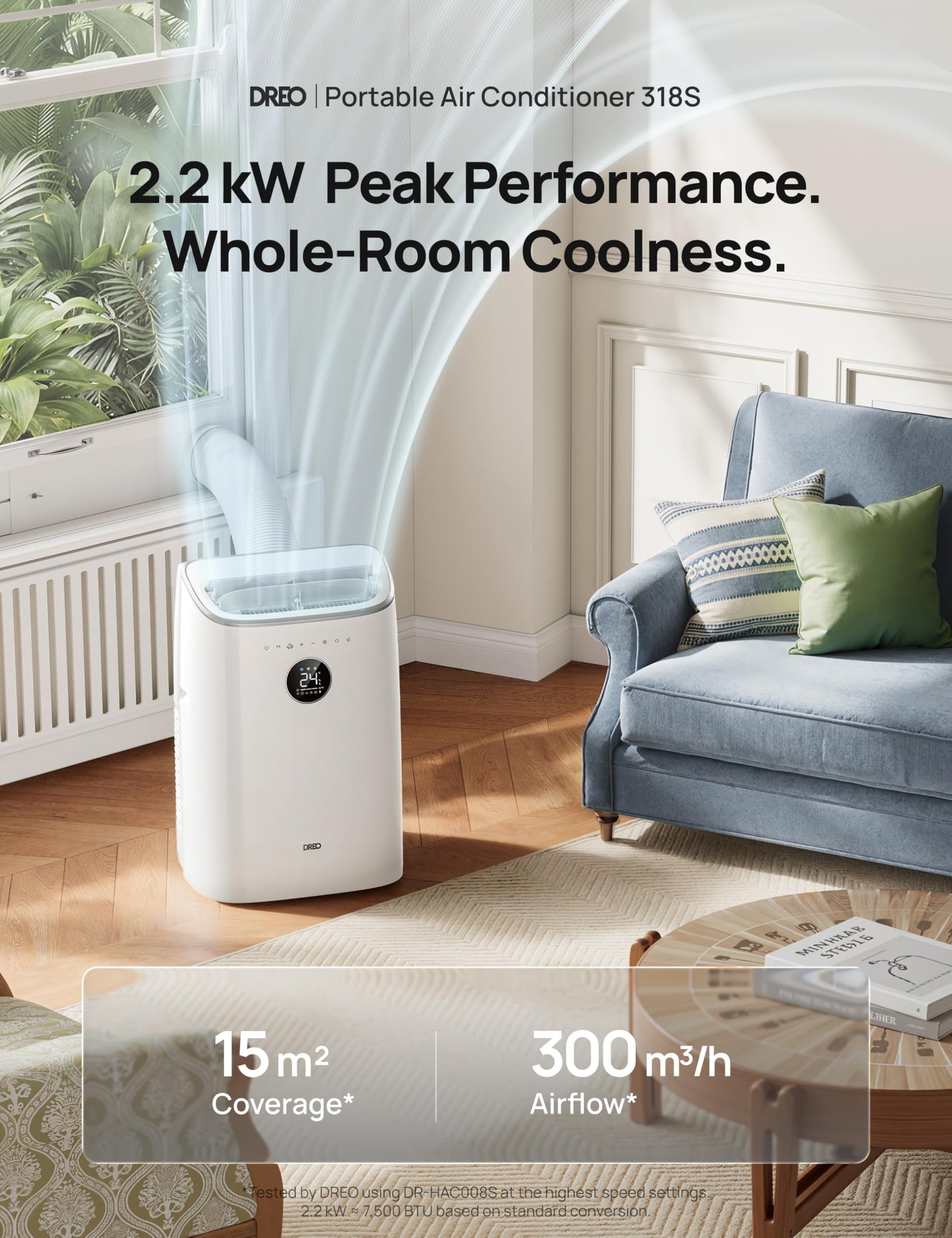 Climatiseur intelligent et portable avec modes refroidissement, ventilateur et déshumidificateur