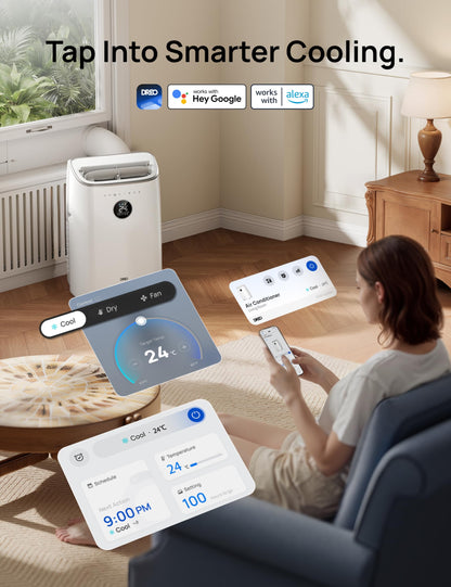 Climatiseur intelligent et portable avec modes refroidissement, ventilateur et déshumidificateur