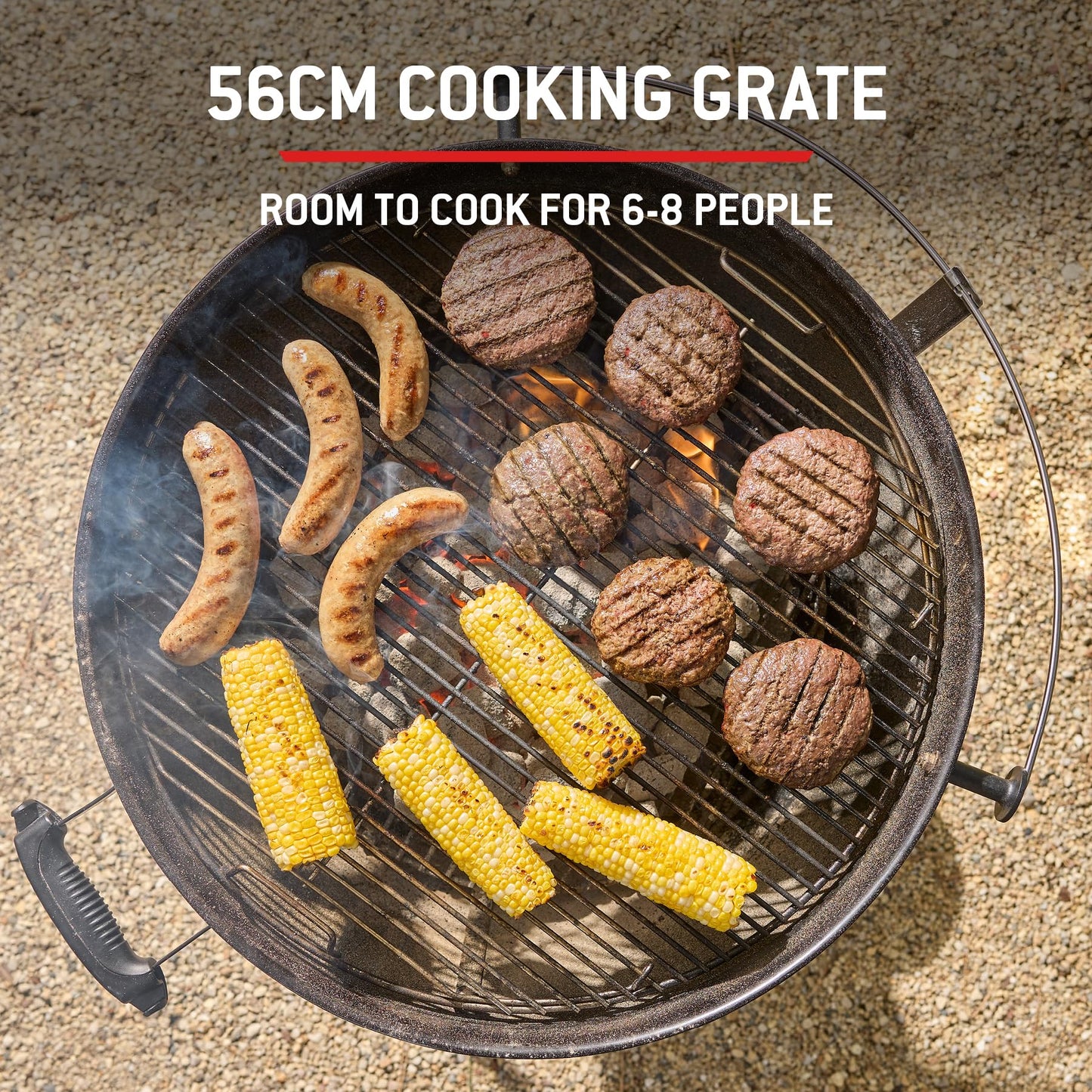Barbecue boule charbon de bois 57cm avec thermomètre de couvercle et système de nettoyage One-Touch