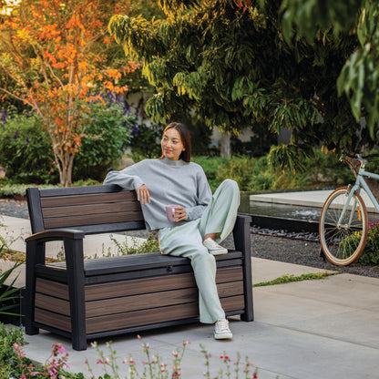 Banc de rangement d'extérieur de jardin 227 L avec rangement intégré et 2 places assises
