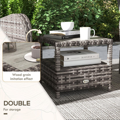Ensemble de bistrot de jardin 3 pièces en rotin avec chaises inclinables et table basse