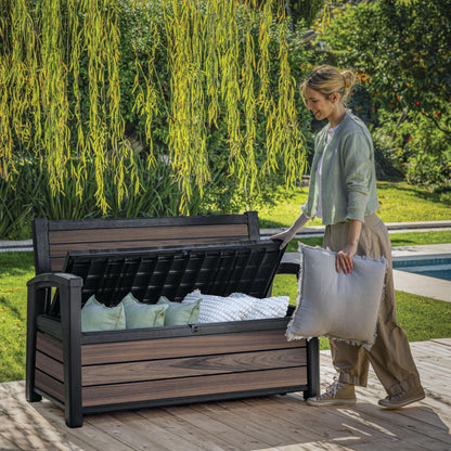 Banc de rangement d'extérieur de jardin 227 L avec rangement intégré et 2 places assises