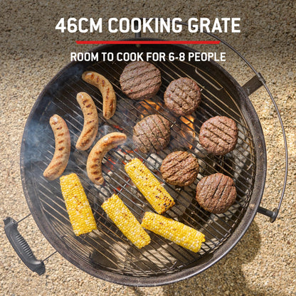 Barbecue Boule au Charbon de Bois de 47 cm avec Thermomètre sur Couvercle et Système de Nettoyage One-Touch
