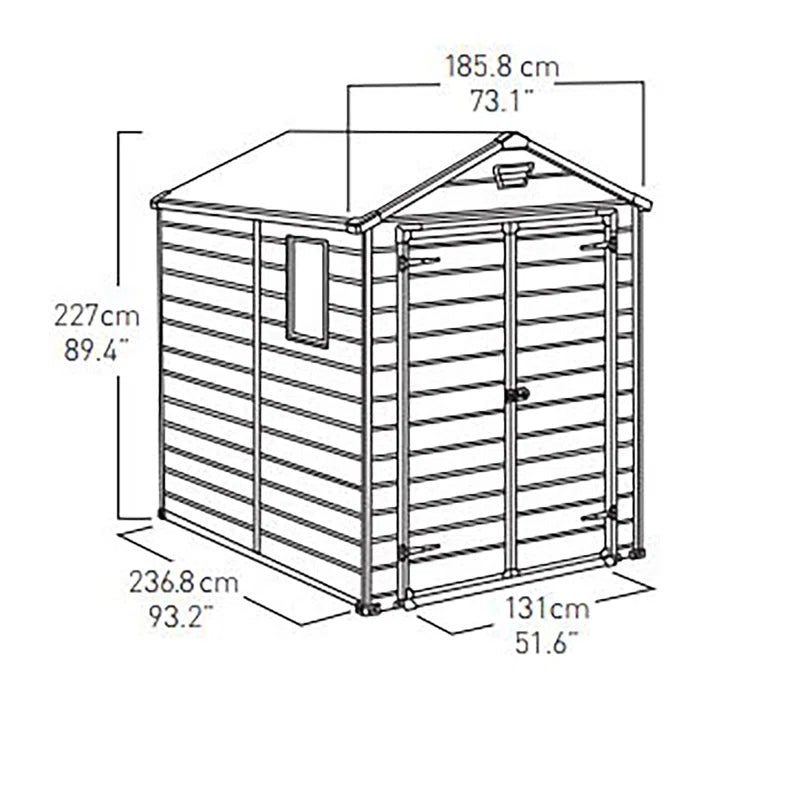 Abri de jardin en métal à toit double pente 1,83 m l. x 2,44 m P.