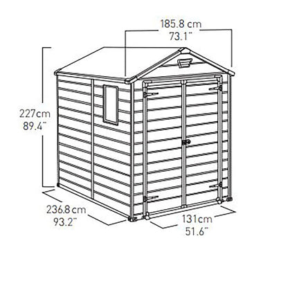 Abri de jardin en métal à toit double pente 1,83 m l. x 2,44 m P.