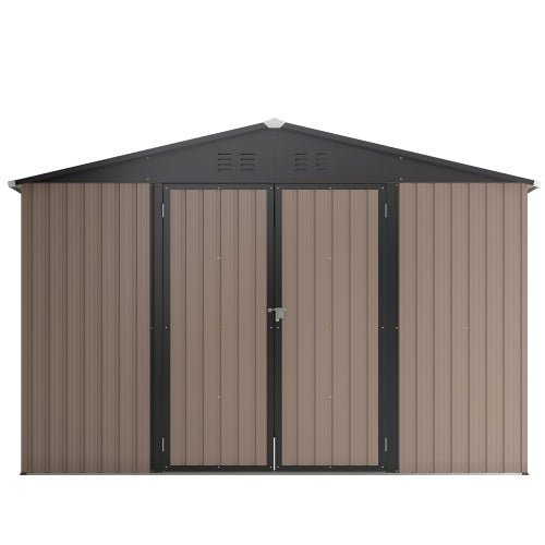 10' x 10' Metal Outdoor Storage Shed Lockable Steel Garden Shed with Ventilation