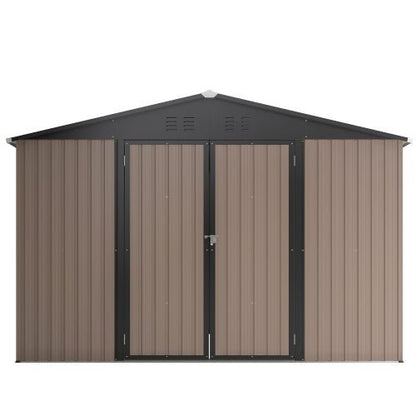 10' x 10' Metal Outdoor Storage Shed Lockable Steel Garden Shed with Ventilation