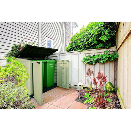 Abri de rangement extérieur Keter Store It Out Max 1200L pour jardin et poubelles à roulettes - Beige et marron