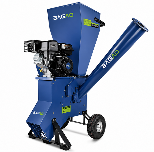 Déchiqueteuse, broyeur et déchiqueteur de bois de jardin à essence Bagao 208 cm³ – Moteur 4 temps, capacité de branche 76 mm, machine à déchiqueter le bois robuste