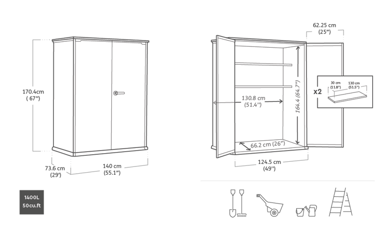 Cortina Alto Armoire de rangement 1400L - Gris