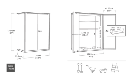 Cortina Alto Armoire de rangement 1400L - Gris