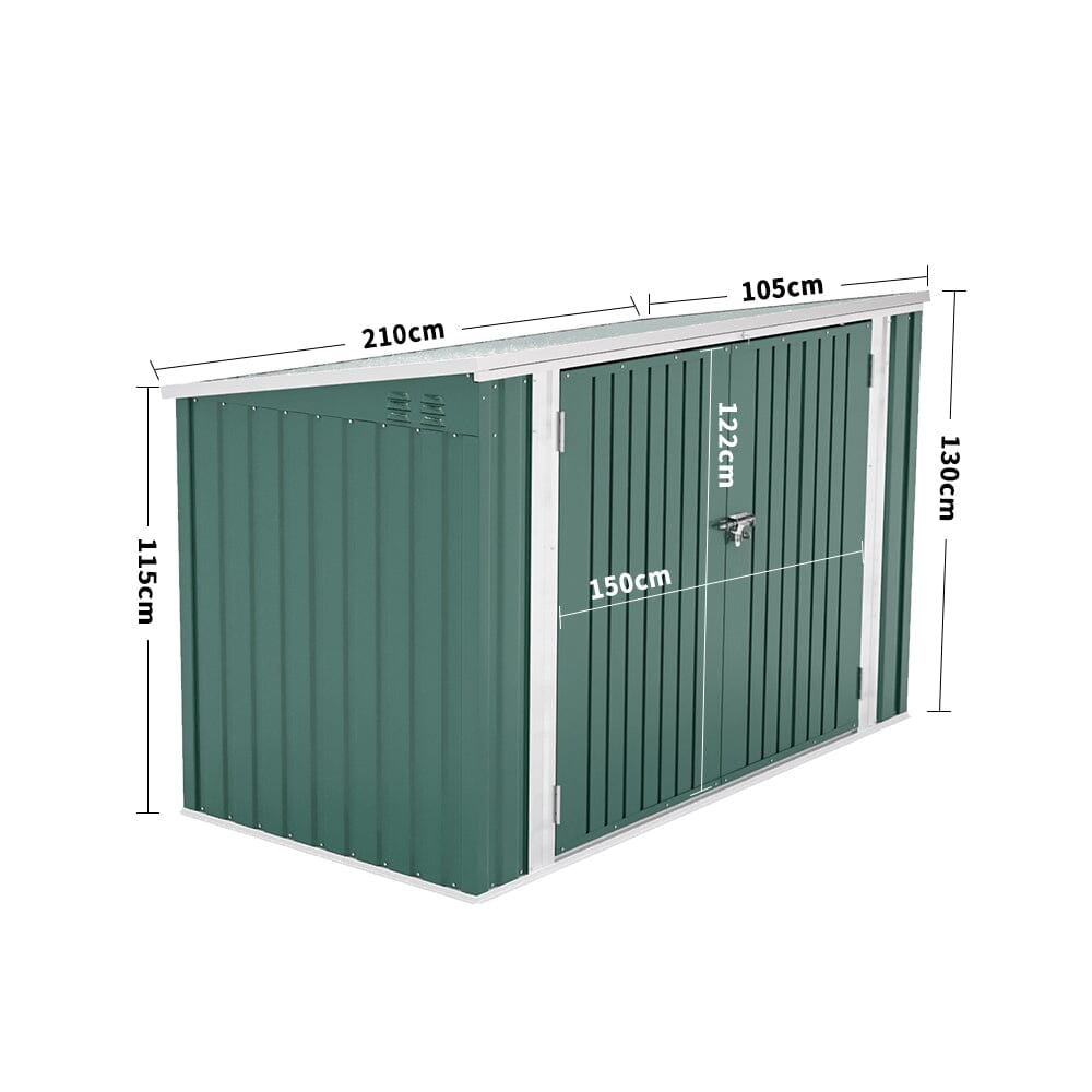 Abri de jardin en acier verrouillable 7x3 pieds anthracite/vert/gris